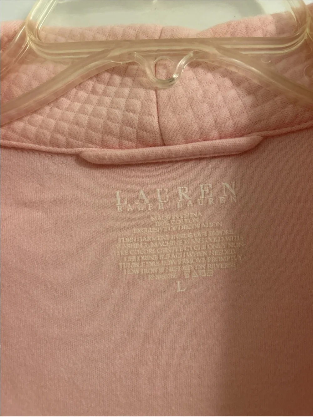 Lauren Ralph Lauren Women’s Pink Cotton Bath Robe Size Large